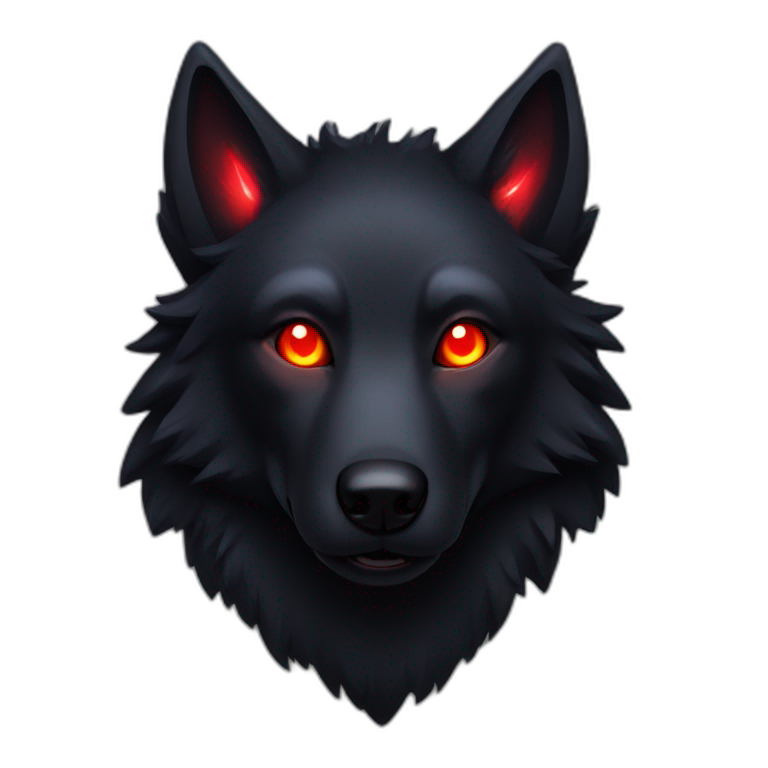 pitch black wolf, red glowing eyes emoji