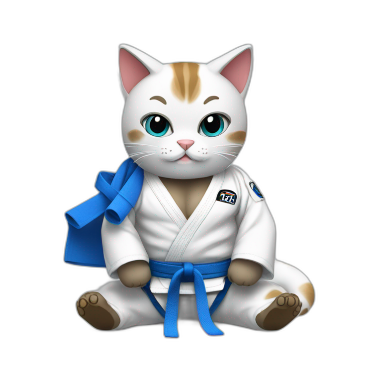 jiu-jitsu cat with blue belt emoji