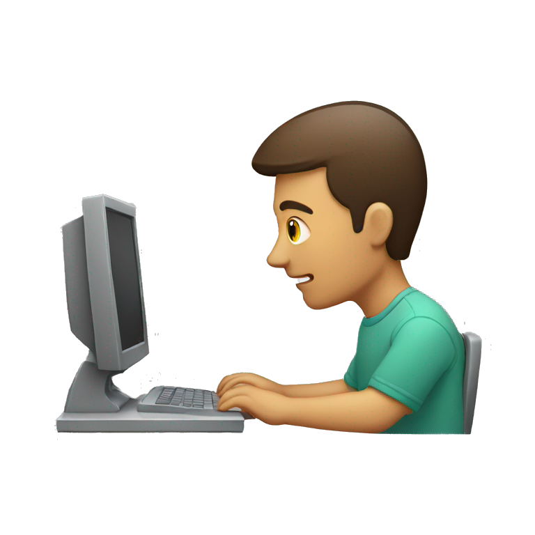 Men using computer,  emoji