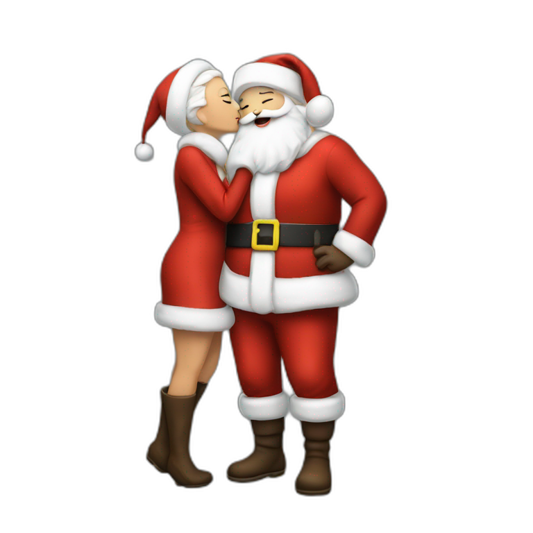 full body santa and mrs. claus kiss hug emoji