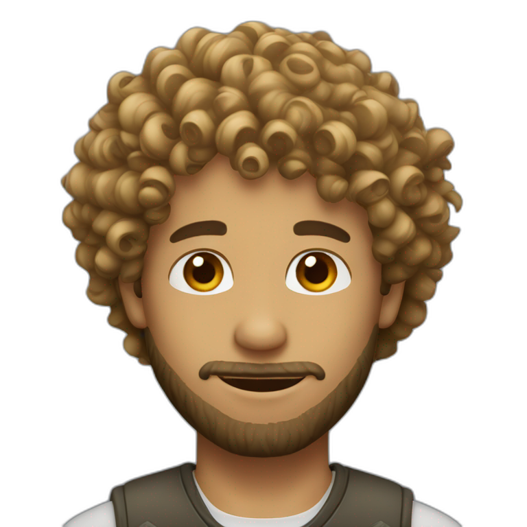 Curly hair guy with short beard emoji