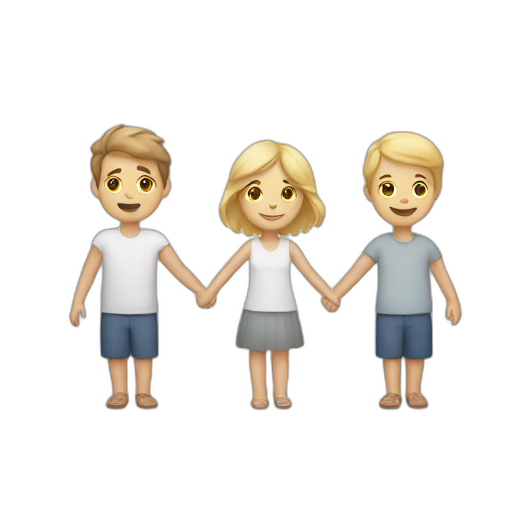 three white people holding hands emoji