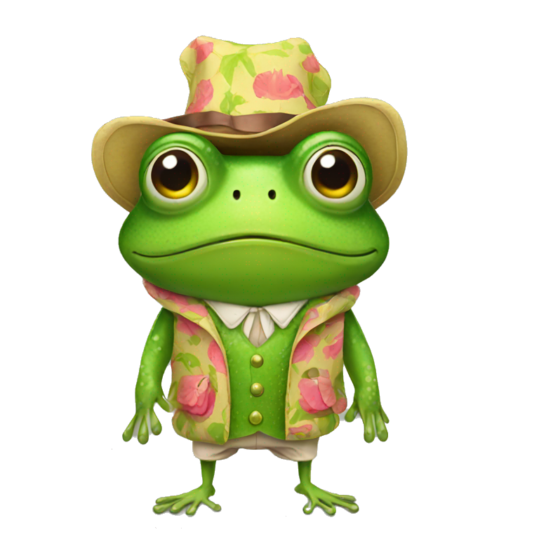 Frog wearing funny clothes emoji