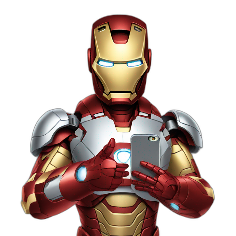iron man holding a iphone emoji