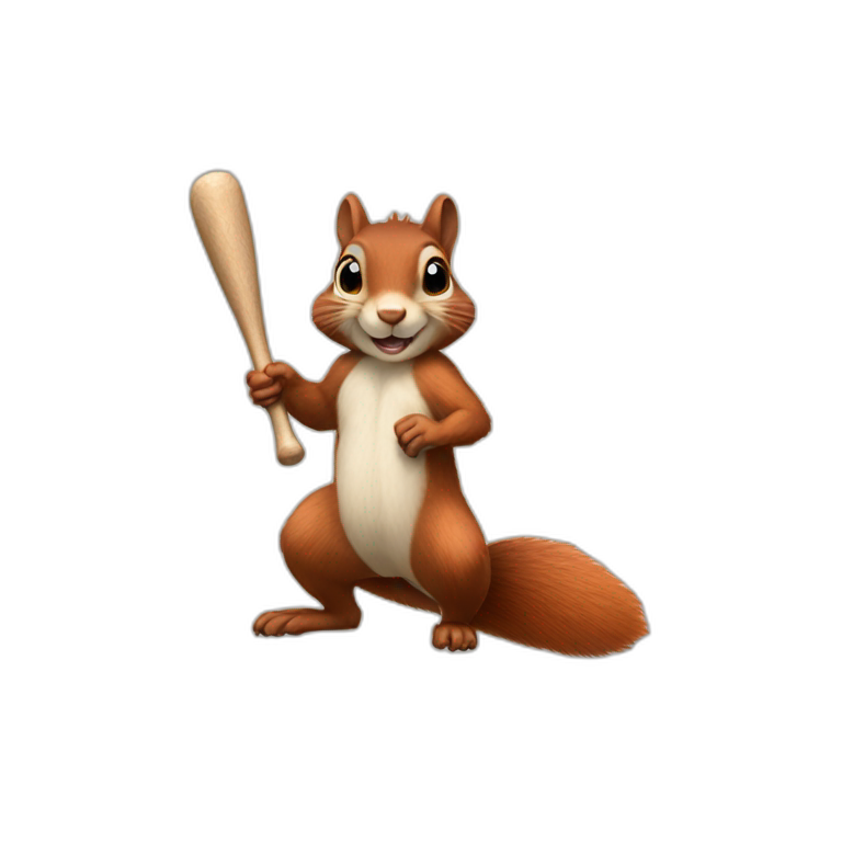 a squirrel holds a bat in its paws emoji