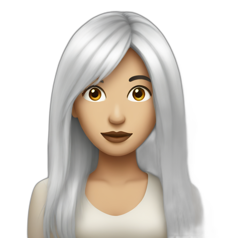 latin white women with long black hair with fringe emoji