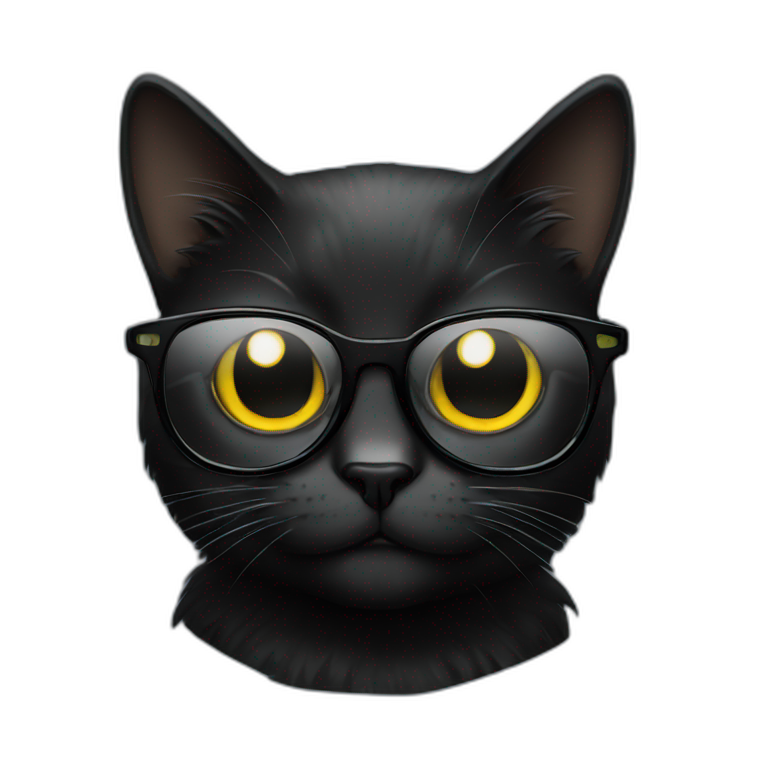 black cat in glasses  emoji