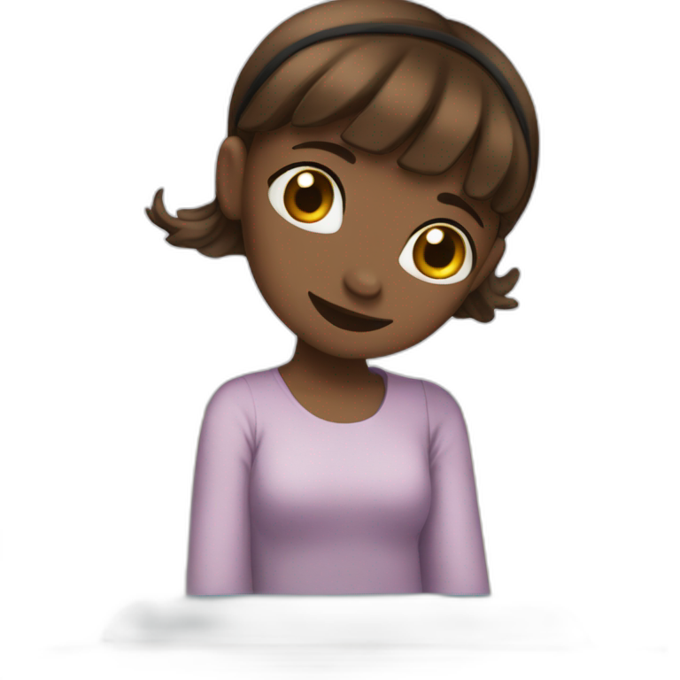 radiant brown-haired girl smiling emoji