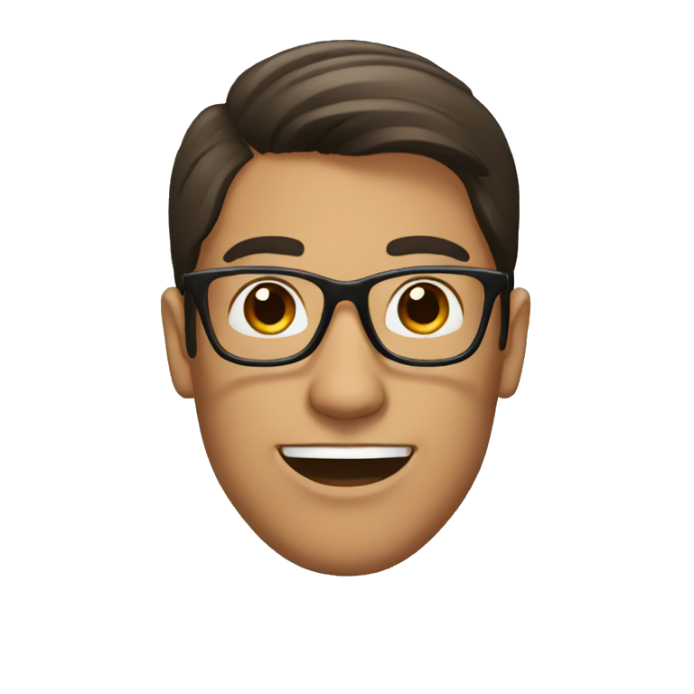 a guy with dark hair with bun with glasses emoji