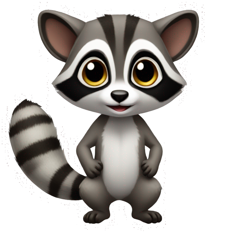 Cute raccoon-lemur-hybrid full body emoji