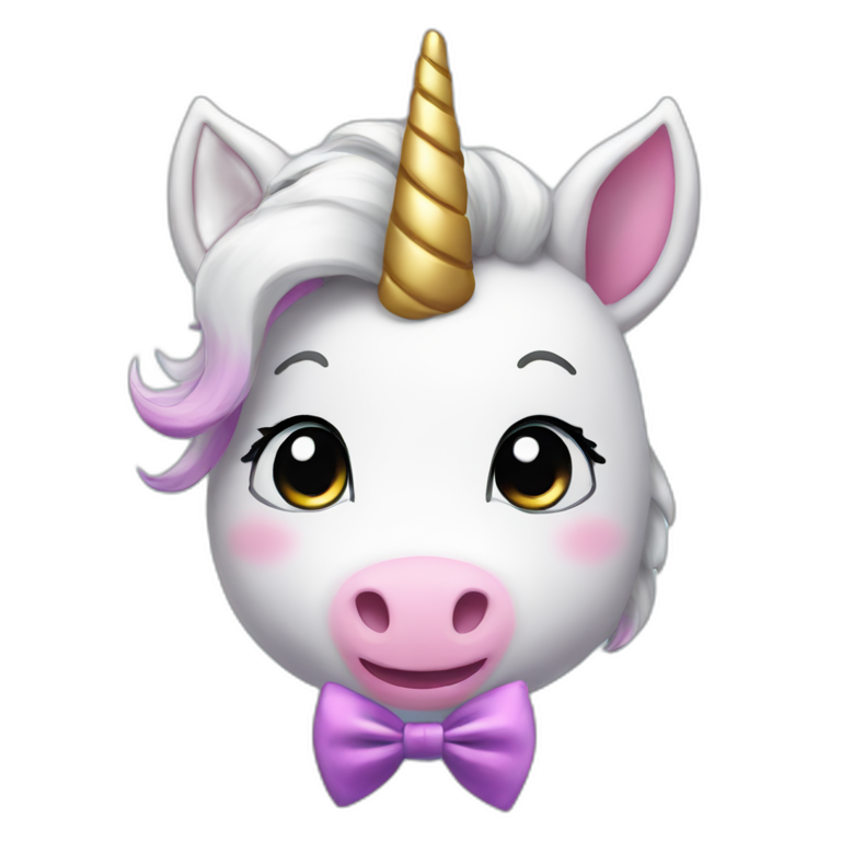 cute Unicorn with a bowtie 🎀🦄 emoji