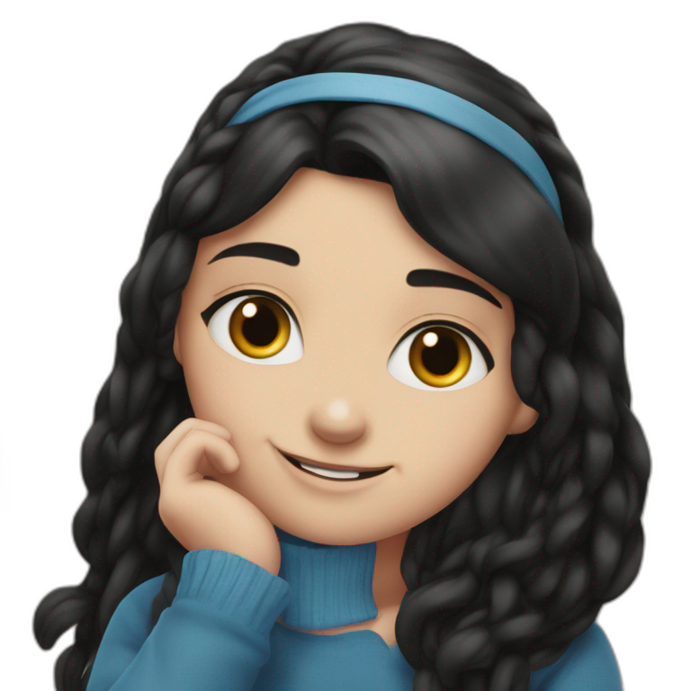 black hair girl smiling emoji