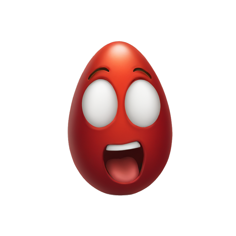 Screaming red egg with human face emoji