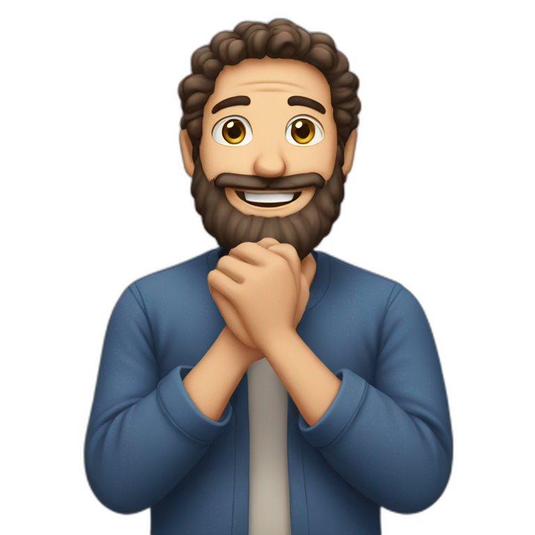 jewish man with beard smiling and rubbing hands emoji