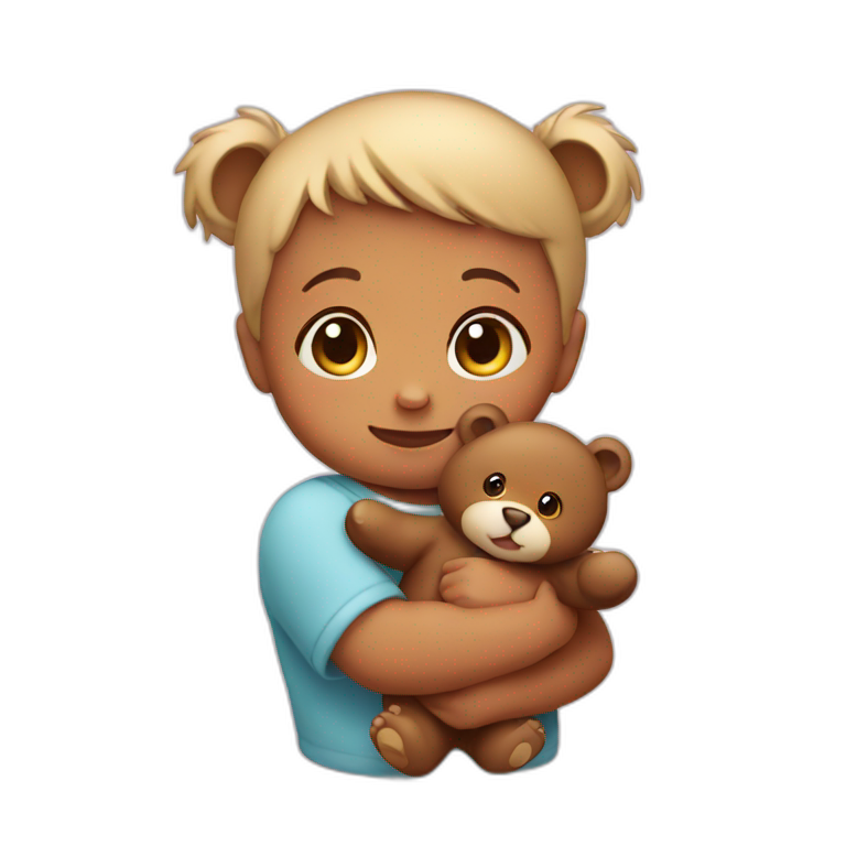 Baby holding a bear emoji