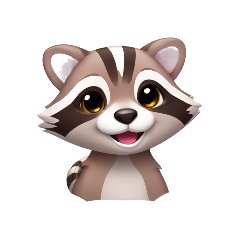 Pink Raccoon Cute smiling  emoji