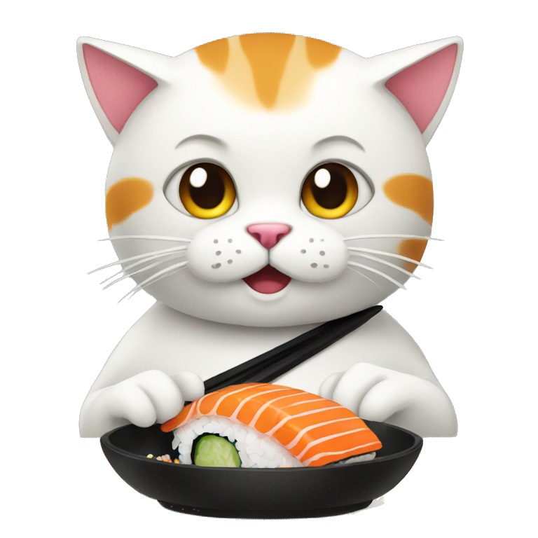 super cool cat eating sushi emoji