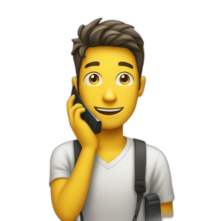 young yellow man talking on smartphone emoji