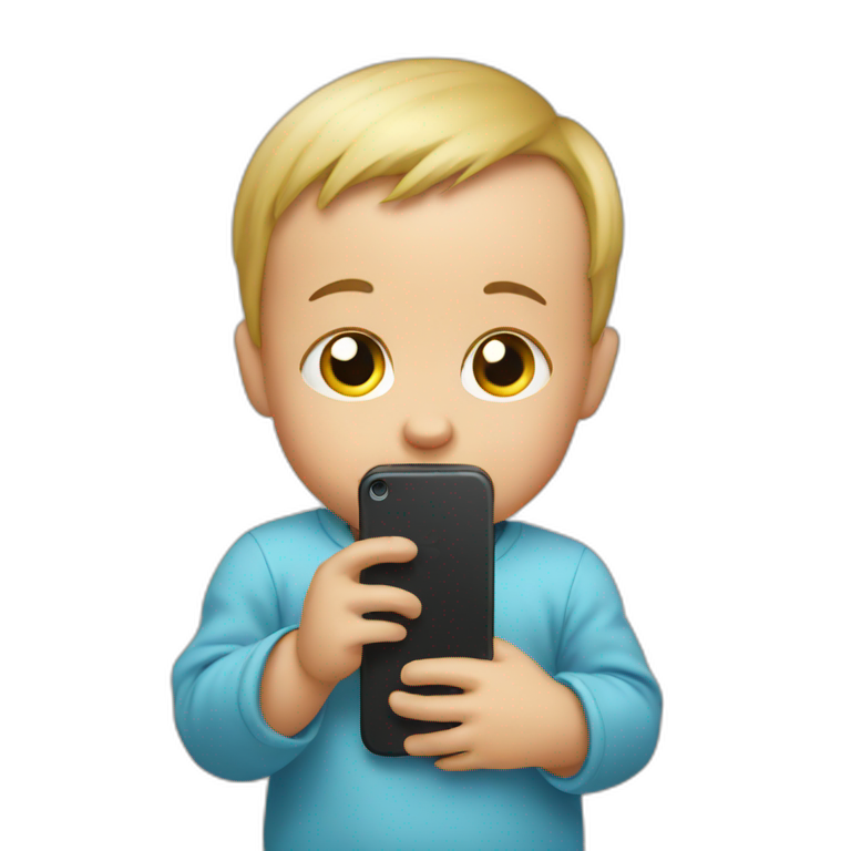 stressed baby holding iphone emoji
