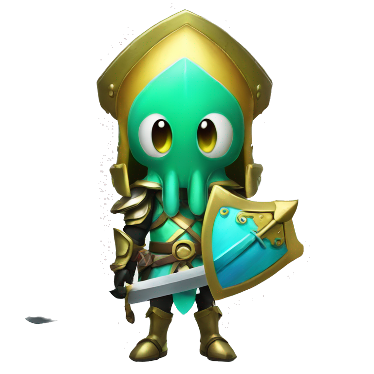 splatoon squid warrior with knights sword and shield emoji