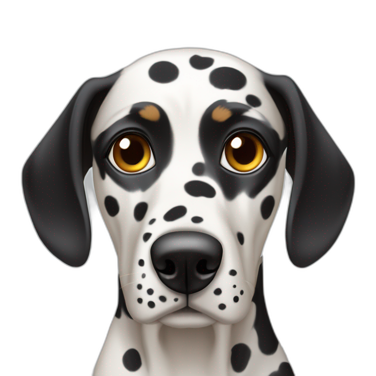 hound dog mix with dalmatian spot on eye emoji