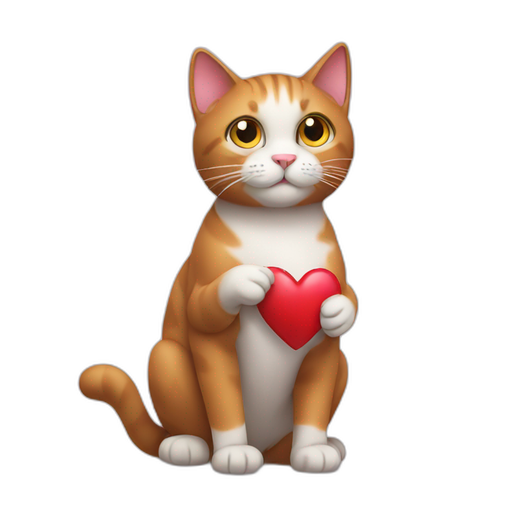 A cat holding heart emoji