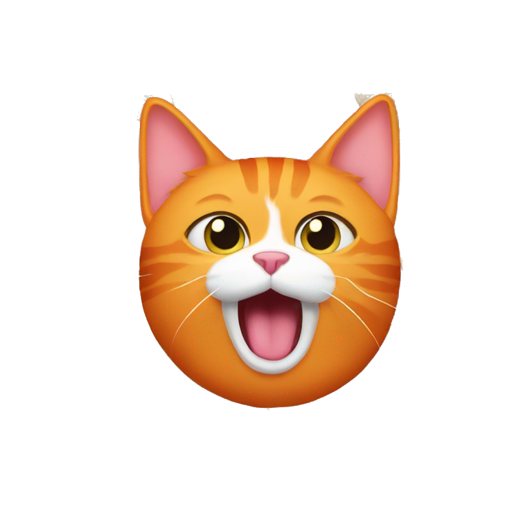 orange cat shocked with bow of cat food emoji