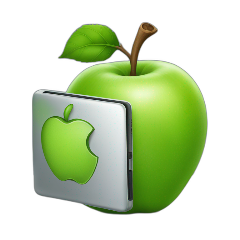 green apple holding laptop emoji