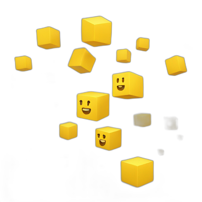 3D CUBE yellow emoji