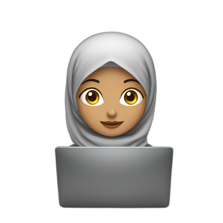 hijabi girl with computer emoji