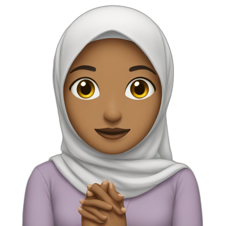 hijabi holding her hands emoji