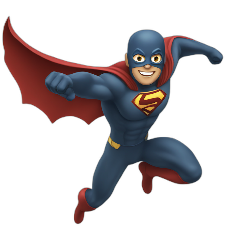 superhero smiling and flying emoji