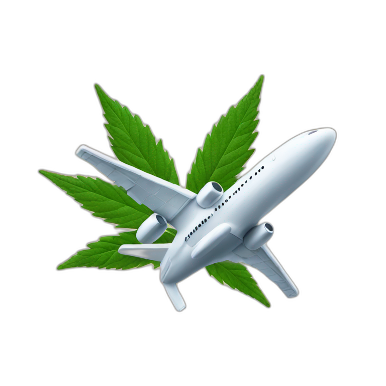 Airplane holds cannabis emoji