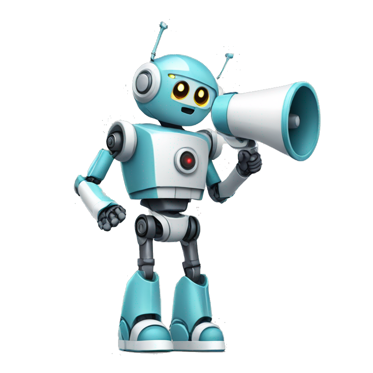 robot with a megaphone emoji