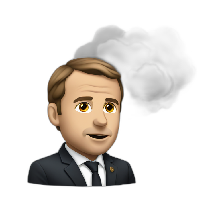 macron with smoke emoji