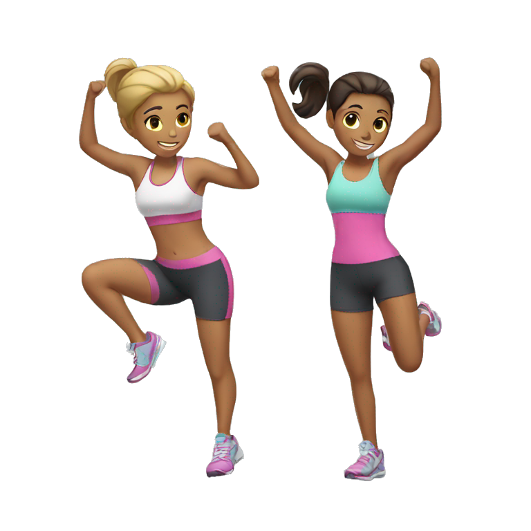 Two girls exercising  emoji