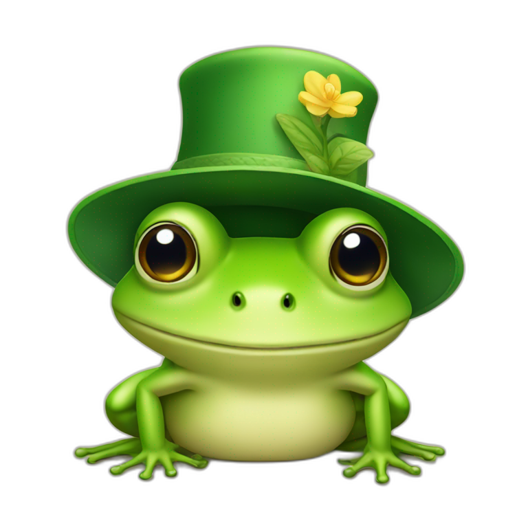 A frog with a hat emoji