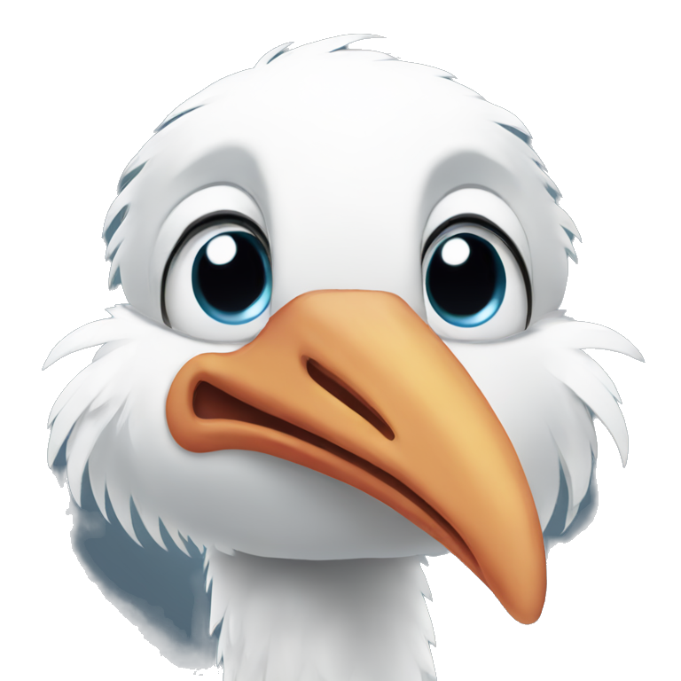 stork face crying emoji