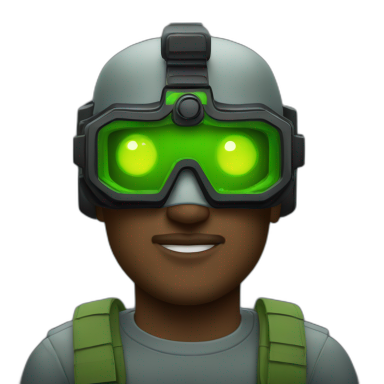 man wearing quad tube night vision goggles emoji