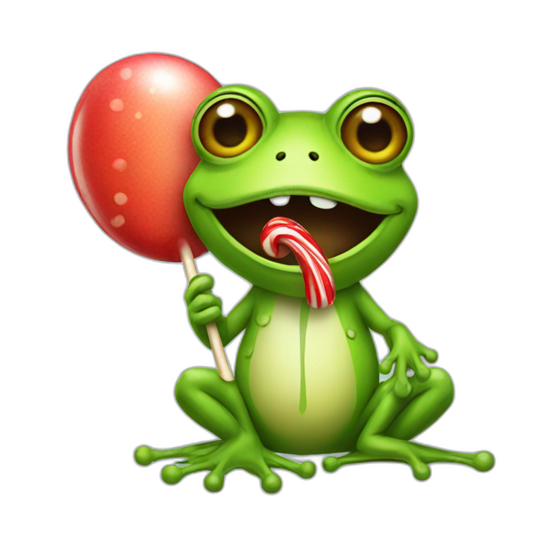 Frog holding a lollipop  emoji