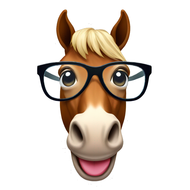horse with glasses and tongue out emoji
