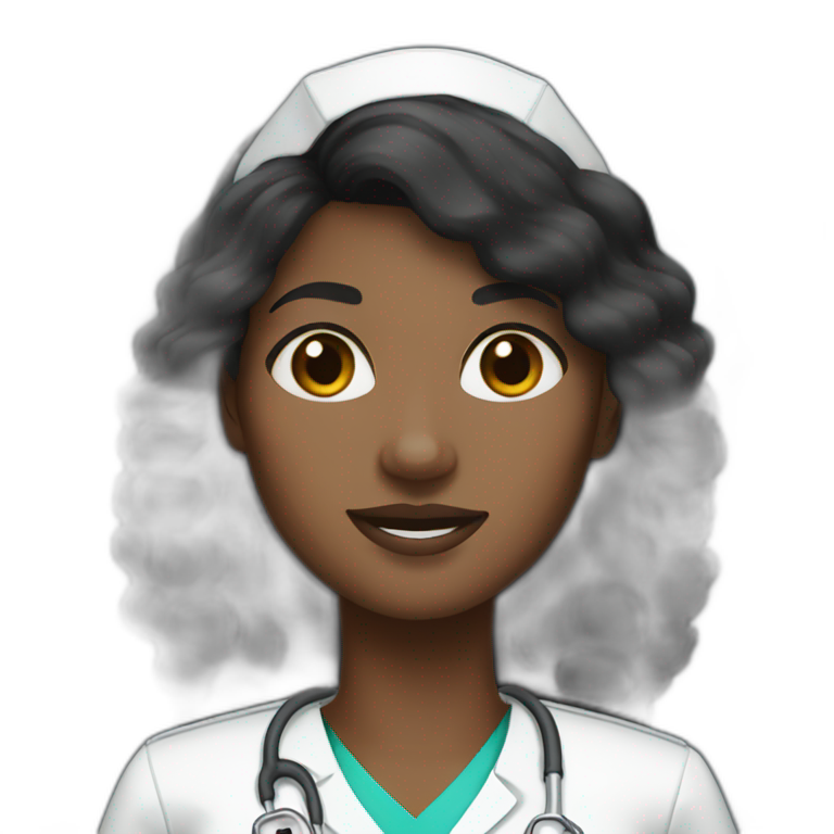 Nurse black woman straight hair no glasses emoji