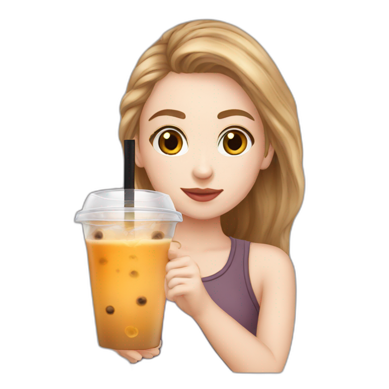 whitegirl-brownlocks-drinking-bubbletea emoji