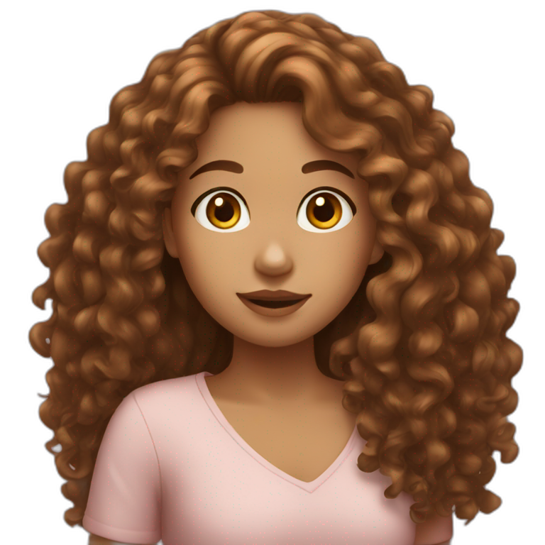 A girl with long brown curly hair emoji
