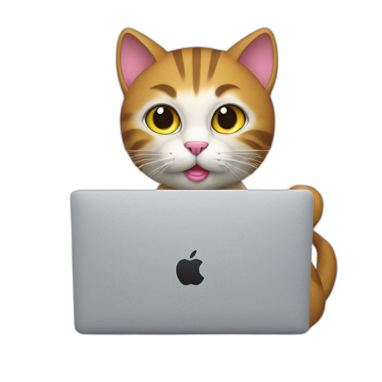 cat writing elixir code with macbook emoji