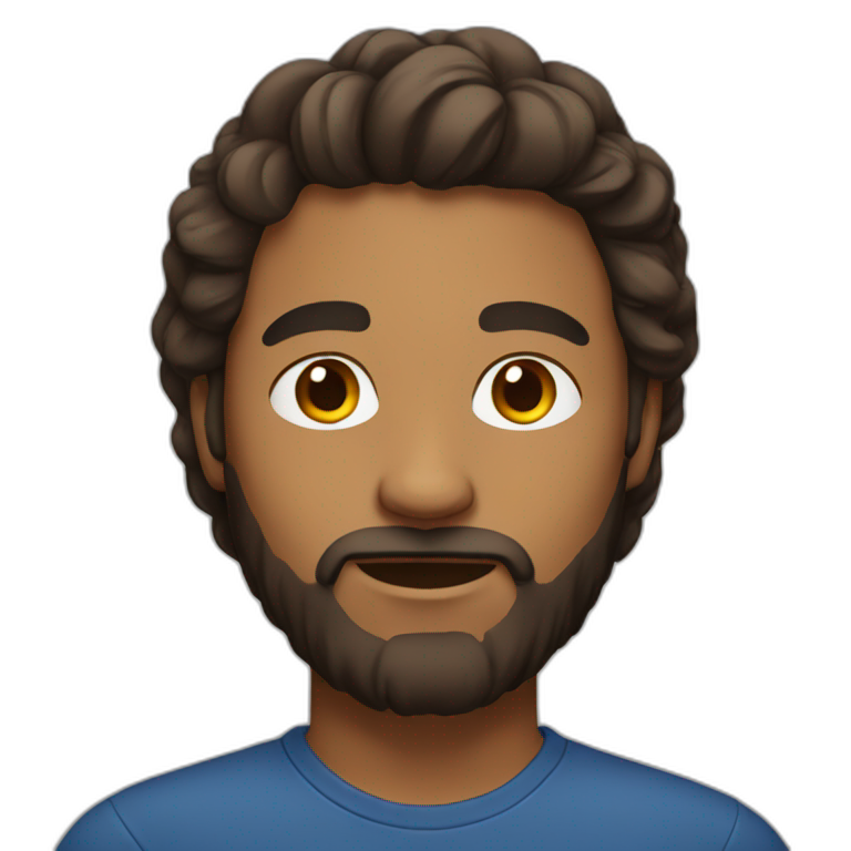 brown guy with beard long hair attached above his head emoji