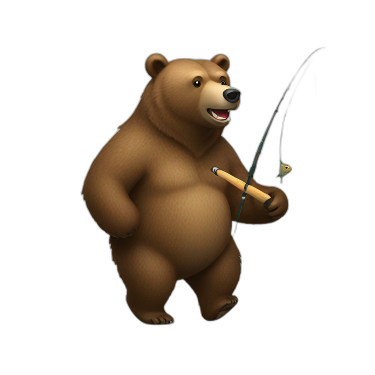 Grizzly bear with a fishing rod emoji