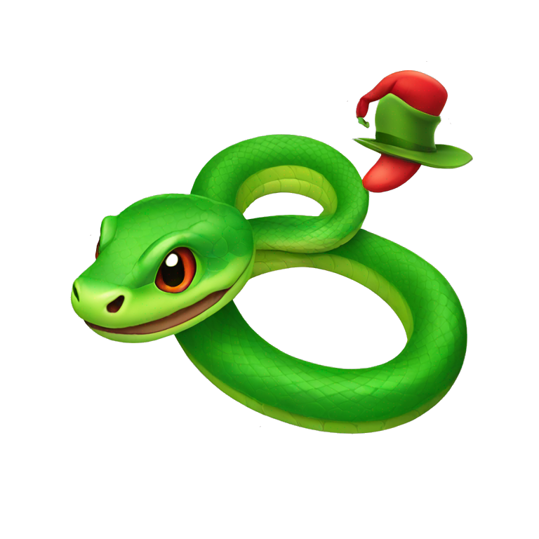green snake with a red hat emoji