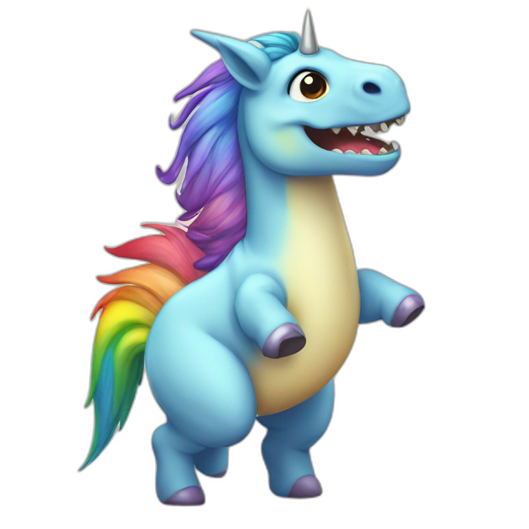 unicorn-tyrannosaurus-rainbow-cute emoji