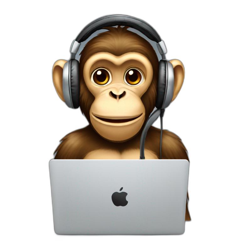 monkey in headphones at the computer emoji